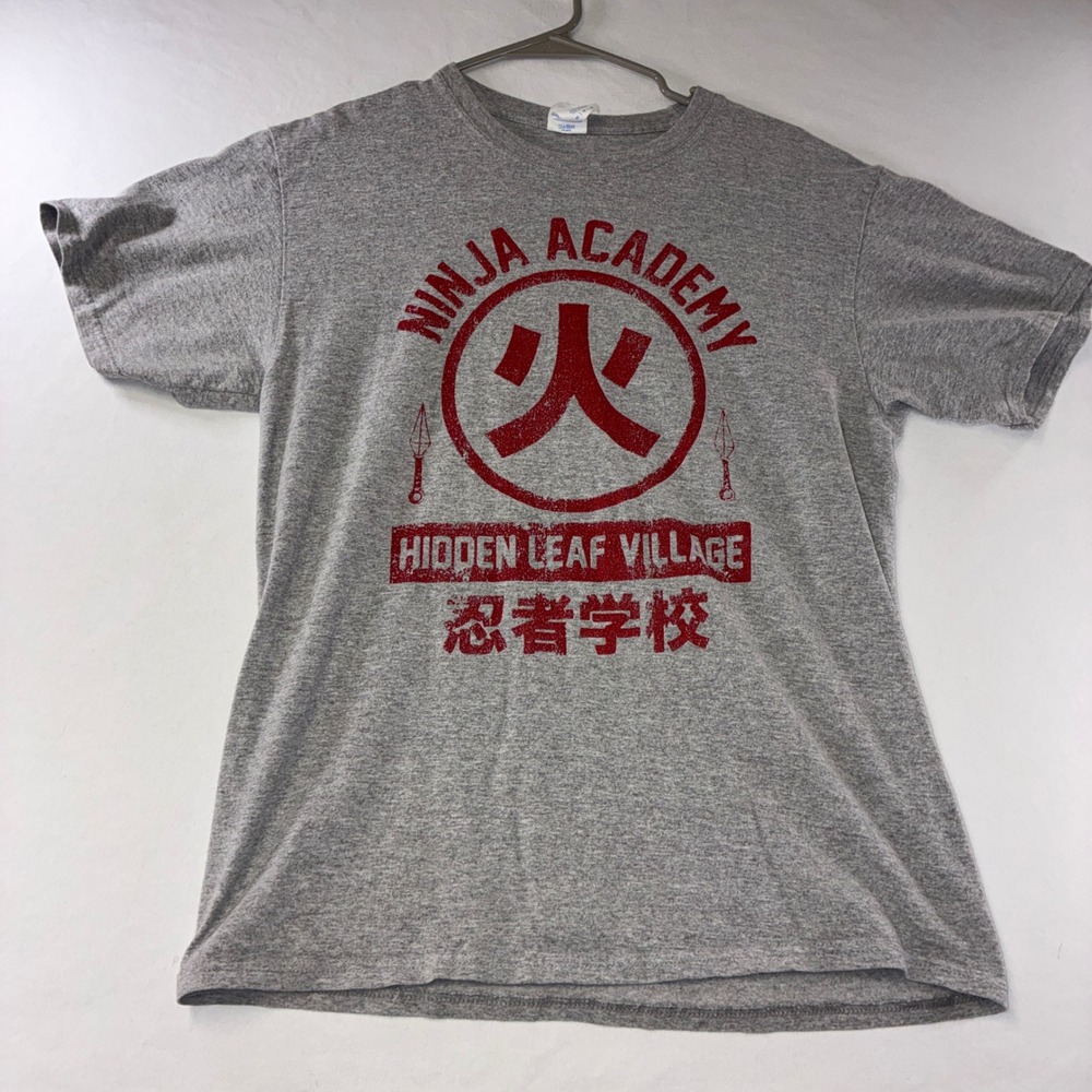 400 Port & Company Ninja Academy T-Shirt Size M Grey Hidden Leaf Village Tee